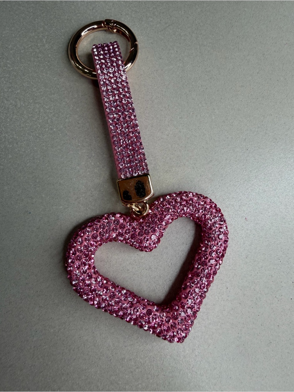 Pink Rhinestone Heart Keychain - Picture 4 of 4